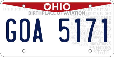 OH license plate GOA5171