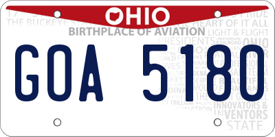 OH license plate GOA5180