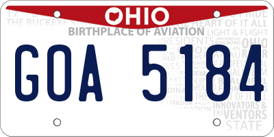 OH license plate GOA5184
