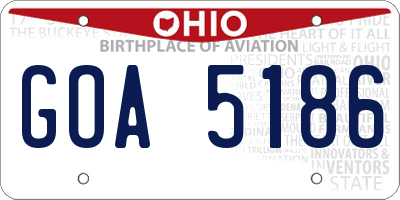 OH license plate GOA5186