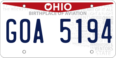 OH license plate GOA5194