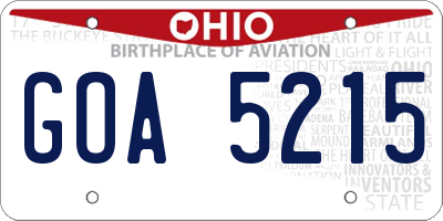 OH license plate GOA5215