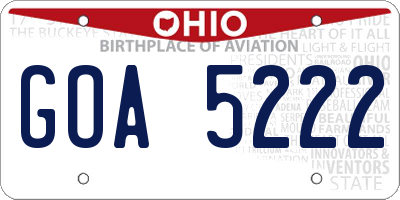 OH license plate GOA5222