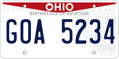 OH license plate GOA5234