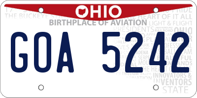 OH license plate GOA5242