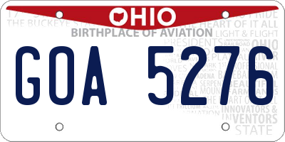 OH license plate GOA5276
