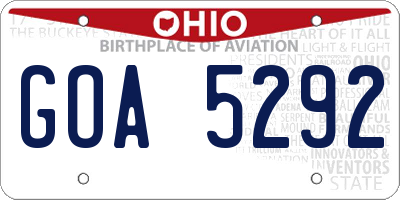 OH license plate GOA5292