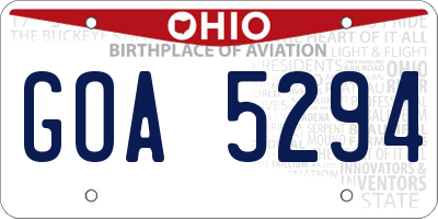 OH license plate GOA5294