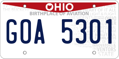 OH license plate GOA5301