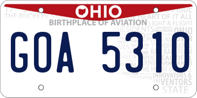 OH license plate GOA5310