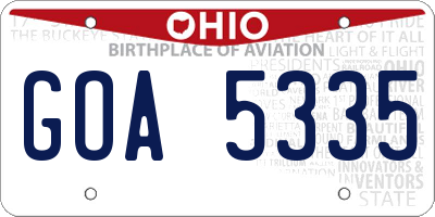 OH license plate GOA5335