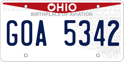 OH license plate GOA5342