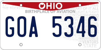 OH license plate GOA5346