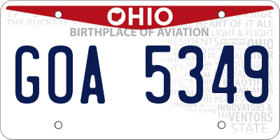 OH license plate GOA5349