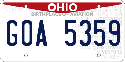 OH license plate GOA5359