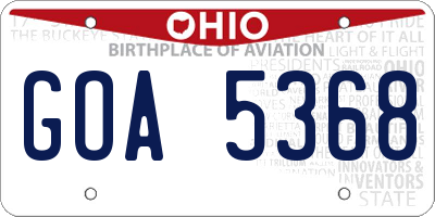 OH license plate GOA5368