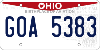 OH license plate GOA5383