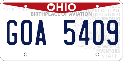 OH license plate GOA5409
