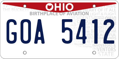OH license plate GOA5412