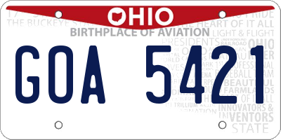 OH license plate GOA5421
