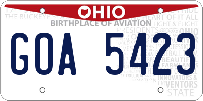 OH license plate GOA5423