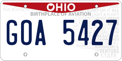 OH license plate GOA5427