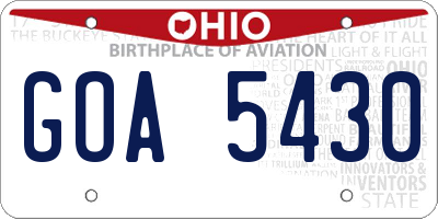 OH license plate GOA5430