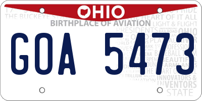 OH license plate GOA5473