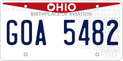 OH license plate GOA5482