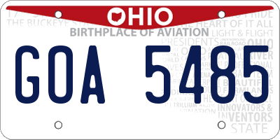OH license plate GOA5485
