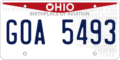 OH license plate GOA5493