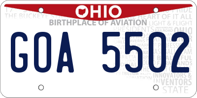 OH license plate GOA5502