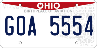 OH license plate GOA5554
