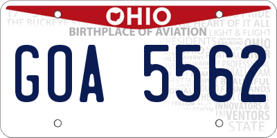 OH license plate GOA5562