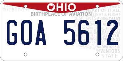 OH license plate GOA5612