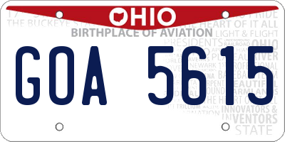 OH license plate GOA5615