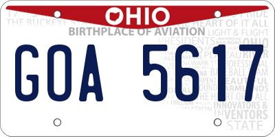 OH license plate GOA5617