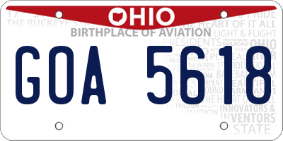 OH license plate GOA5618