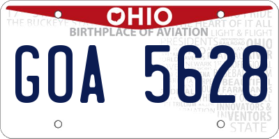OH license plate GOA5628