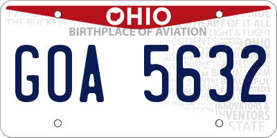 OH license plate GOA5632