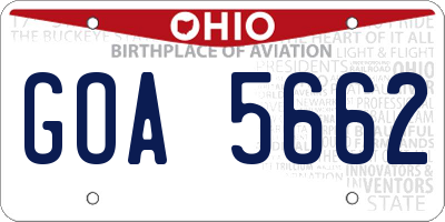 OH license plate GOA5662