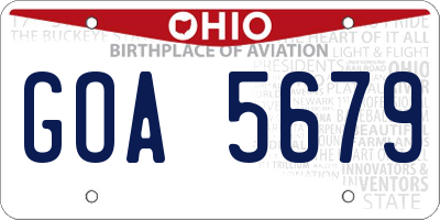 OH license plate GOA5679