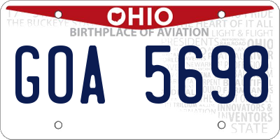 OH license plate GOA5698