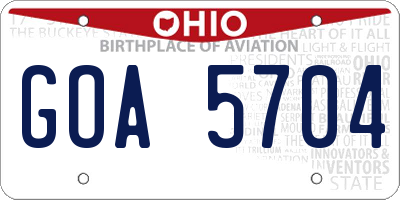 OH license plate GOA5704