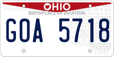 OH license plate GOA5718