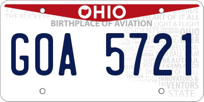 OH license plate GOA5721