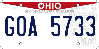 OH license plate GOA5733