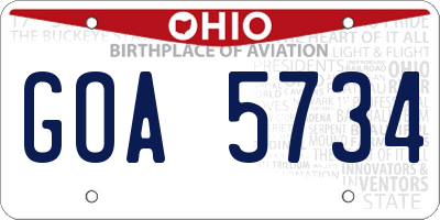 OH license plate GOA5734