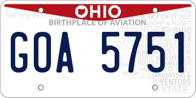 OH license plate GOA5751
