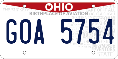OH license plate GOA5754